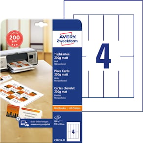 Tischkarten Avery Zweckform, 110 x 40 mm, 100 Stück