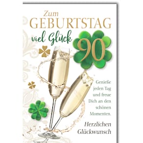 Glückwunschkarte Noname, Jubiläum 90, bunt, mit Umschlag