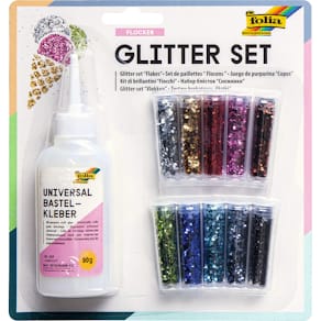 Glitter-Set Folia Flocken, 10 Dosen, sortiert