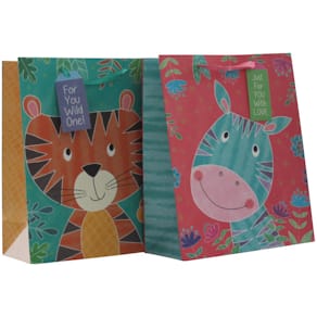 Geschenktragetasche PBS, Kindermotiv Zebra & Löwe, bunt sortiert