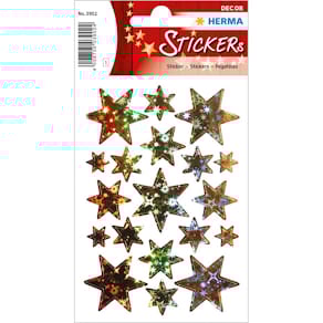 Schmucketiketten HERMA Sterne, gold, irisierend, 19 Stück