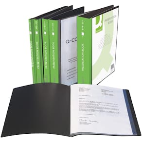 Showalbum Q-CONNECT, personaliseerbaar, A4, 100 tassen, zwart