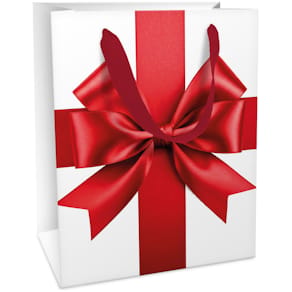 Geschenktragetasche Braun + Company Big Bow, Schleife, rot/weiß