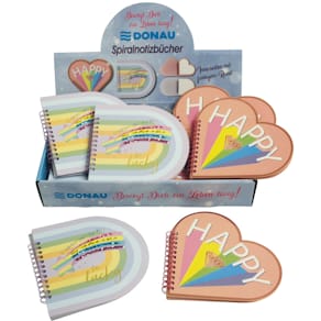 Spiralnotizbuch DONAU Herz Regenbogen, sortiert, A5, 100 Blatt