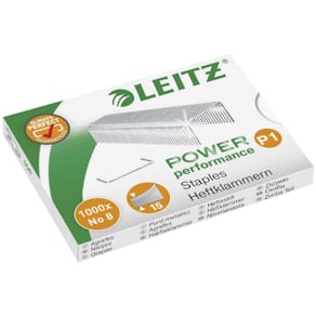 Hæfteklammer Leitz 5517 No. 8, 15 ark, 1000 stk