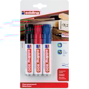 Permanente marker Edding 500, geassorteerde kleuren, blister (3st