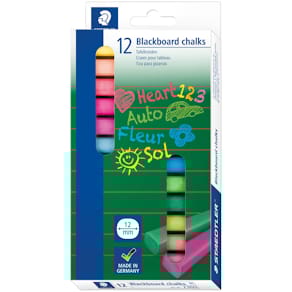 Tafelkreide STAEDTLER rund, farbig sortiert, 12 Stück