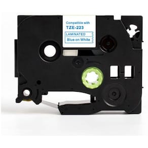 Tape 9mm TZe-223 blå på vit