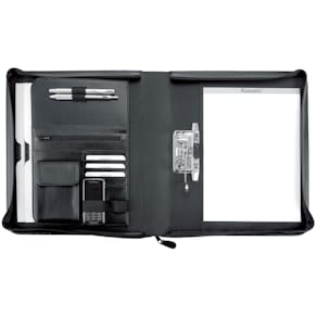 Schreibmappe ALASSIO BERGAMO, Kunstleder, schwarz, Reißverschluss