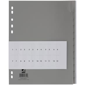 Register Q-CONNECT, Plastik A4, blanko, 12-tlg., überbreit