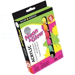 Acrylfarbenset Daler-Rowney Simply Neon&Glow-in-the-Dark 6x12ml