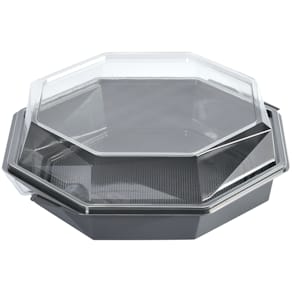 Plastbakke Duni Octaview m/hængslet låg 1300 ml, grå, 180 stk