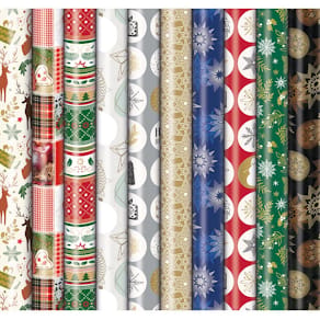 Geschenkpapier Kerst Premium, 70 cm x 2 m, geassorteerde kleuren