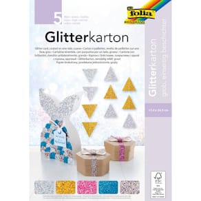Bastelblock Folia 86139 Glitterkarton, 5 Blatt, sortiert