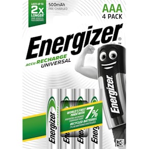 Akku Micro AAA Energizer Accu Recharge Universal, 4 Stück, weiß/​