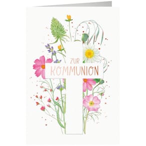 Kommunionskarten-Set, 11,5 x 17 cm, 5 Karten + Umschläge, bunt