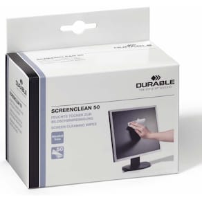 Skærmrenseservietter Durable, enkeltpakket, 50 stk