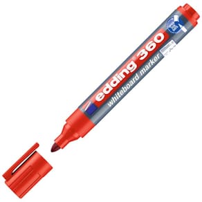 Whiteboardpenna EDDING 360 Röd, torksäker, konisk, 10st