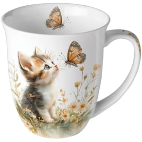 Kaffeebecher Ambiente Kätzchen und Schmetterling, 0,4 l
