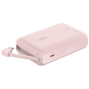 10k PD20W Integrated USB-C Cable Power Bank, Pink