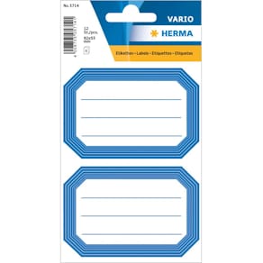 Buchetiketten HERMA, 82 x 55 mm, blauer Rand, liniert