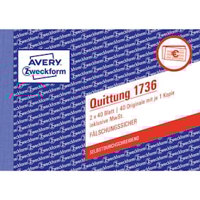 Quittung Avery Zweckform 1736, A6/2x40BL, SD