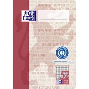 Oktavheft Oxford, A6, 32 Blatt, Lineatur 52, kariert, dunkelrot