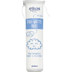Wattepads ELKOS Duo, 140 Stück, 100 % Baumwolle