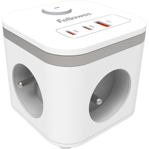 Contactdoos Fellowes Power Cube, 3 stopcontacten, 3x USB, wit, BE