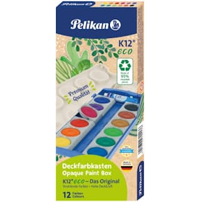 Deckfarbkasten Pelikan K12 Eco, 12 Farben, sortiert