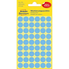 Färgkodningsprick AVERY Ø12mm blå 270/fp