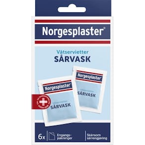 Sårvask NORGESPLASTER våtservietter (6)