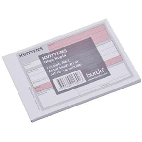Kvittens A6 Liggande utan kopia, 50 blad
