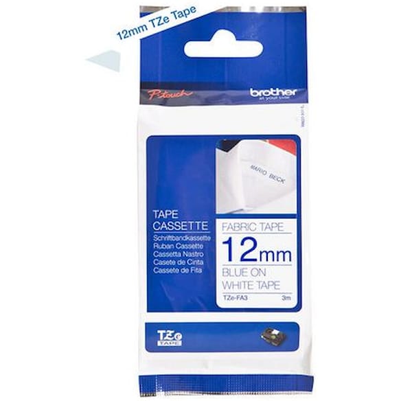 Tape BROTHER TZe-FA3 12mmx3m blå/hvit