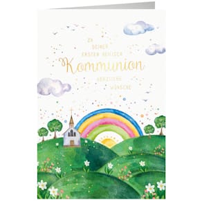 Kommunionskarte, 11,5 x 17 cm, Goldfolie, 5er-Set mit Umschlägen