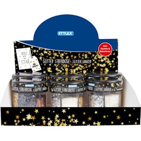 Streudeko STYLEX Herzen/Sterne, Glitter, mehrfarbig, 60 g, Streud