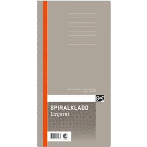 Spiralkladd, 147x297mm, linjerat, 147x297mm, 5st