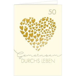 Goldhochzeitkarte geprägt, "Gemeinsam durchs Leben", bunt, inkl. 