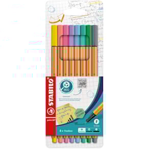 Fineliner STABILO point 88, pastel, etui van 8 stuks