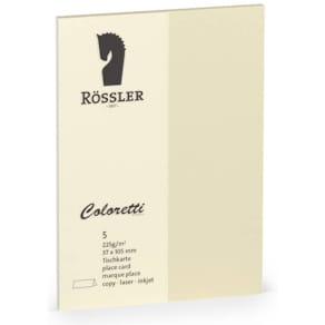 Tischkarte Rössler Coloretti, creme, A7, 5er Pack, 225 g/m²