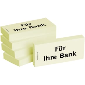 Haftnotiz BIZSTIX Business 1301010106, Für Ihre Bank, gelb, 75x35