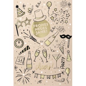 Neujahrskarte Noname, geprägt, bunt, mit Umschlag