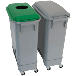 Paket 2 × 60 liter, med lock, grå – N 2x60L Vagn