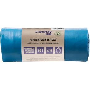 Vuilniszak DONAU ECO LDPE 30 µm 60 liter blauw rol van 10 stuks