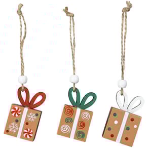 Weihnachtsanhänger Geschenk, 3 St., bunt