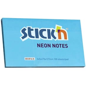 Selvklæbende notes BNT Stick'n neonblå 127x76 mm, 12 stk