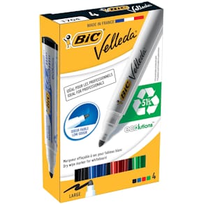 Whiteboardmarker Bic Velleda 1701, doos 4 stuks, assorti