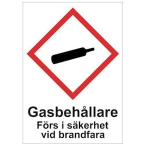 Skylt Gasbehållare A4 Aluminium