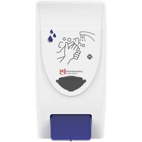 Sæbedispenser Deb Cleanse Heavy, til patroner, hvid/blå