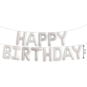 Folienballon TIB Happy Birthday, silber, 40 cm